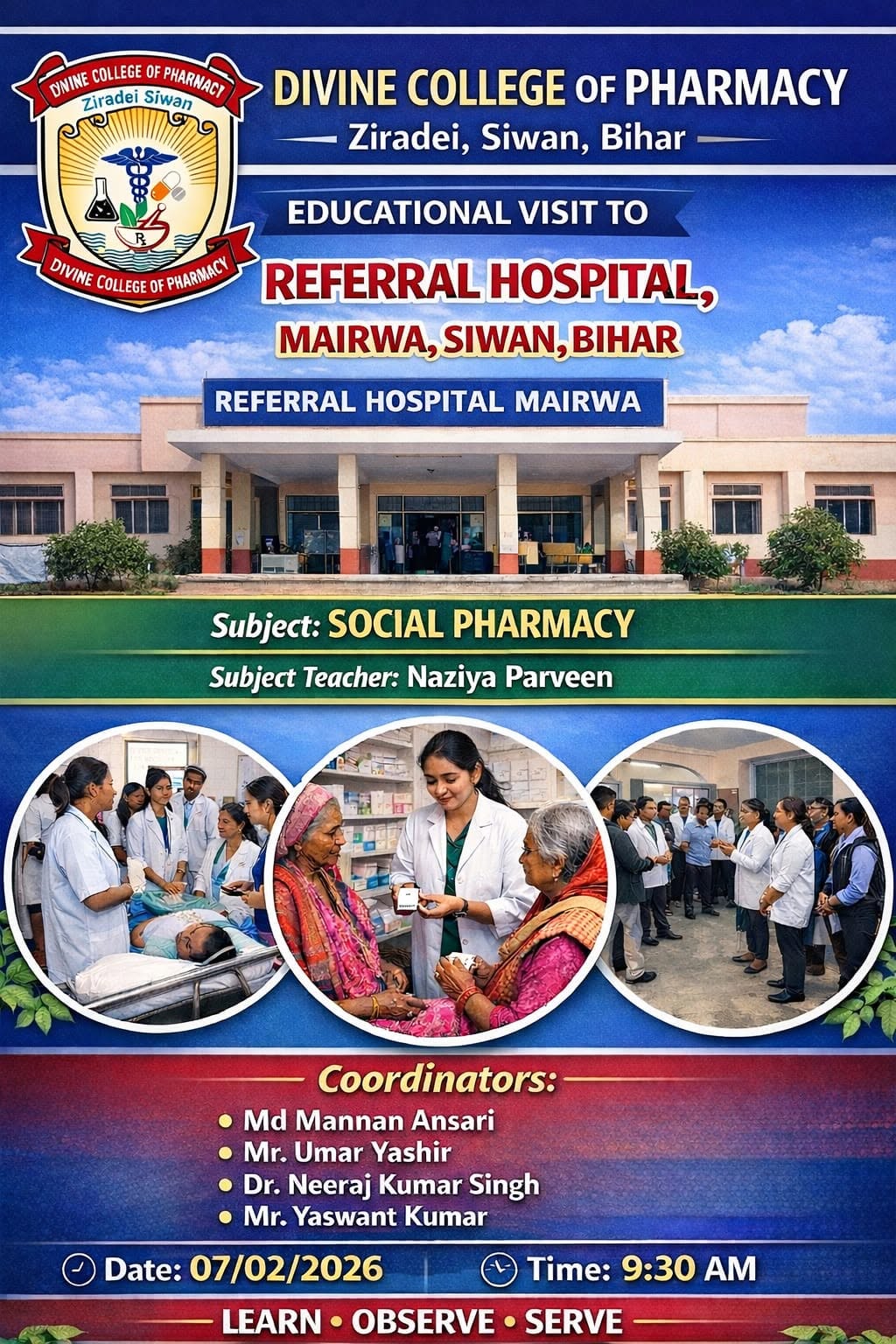 EDUCATIONAL VISIT TO REFERAL HOSPITAL MAIRWA, SIWAN, BIHAR 2026