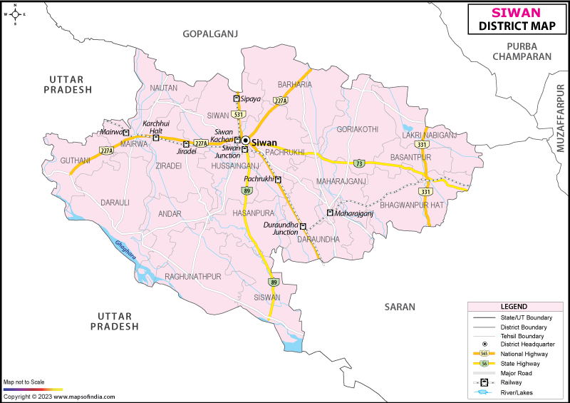 Siwan District Map